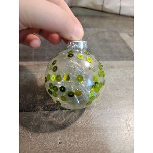 AS IS Green sequin clear puff ball ornament Xmas decor